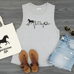Horse Heartbeat Tank Top • Equestrian Sleeveless Tee • Horse Lover Shirt